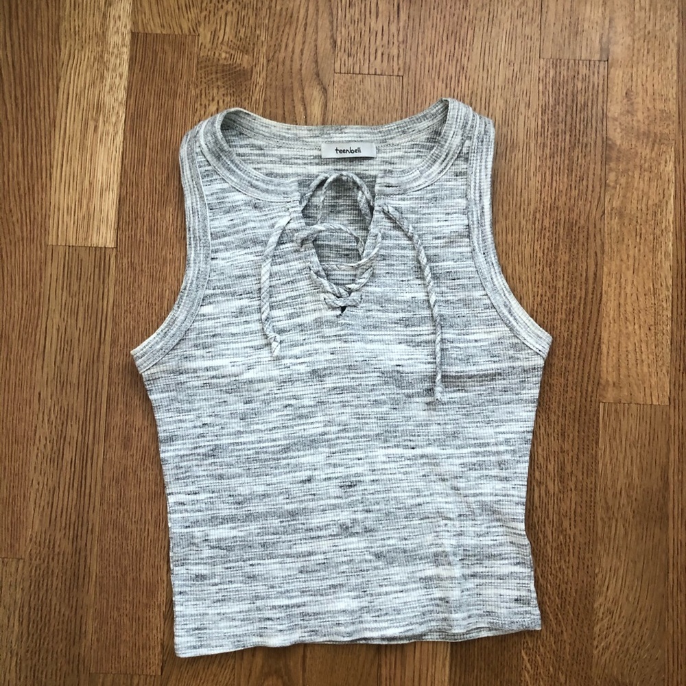 grey lace top tank